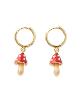 Enamel Mushroom Huggie Earrings