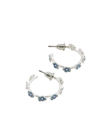 Forget Me Not Silver Stud Hoop Earrings