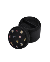 Floral Ditsy Embroidered Black Velvet Jewellery Box