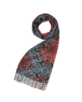 Folksy Fox Teal Scarf with Tassels