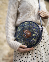 Chloe Giordani Dormouse Embroidered Round Saddle Bag - Navy