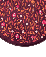 Magical Mushroom Embroidered Burgundy Velvet Circle Bag
