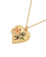 Swallow Heart Locket Chain Necklace