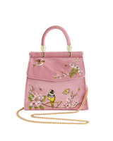 Morning Song Bird Embroidered Mini Pink Tote