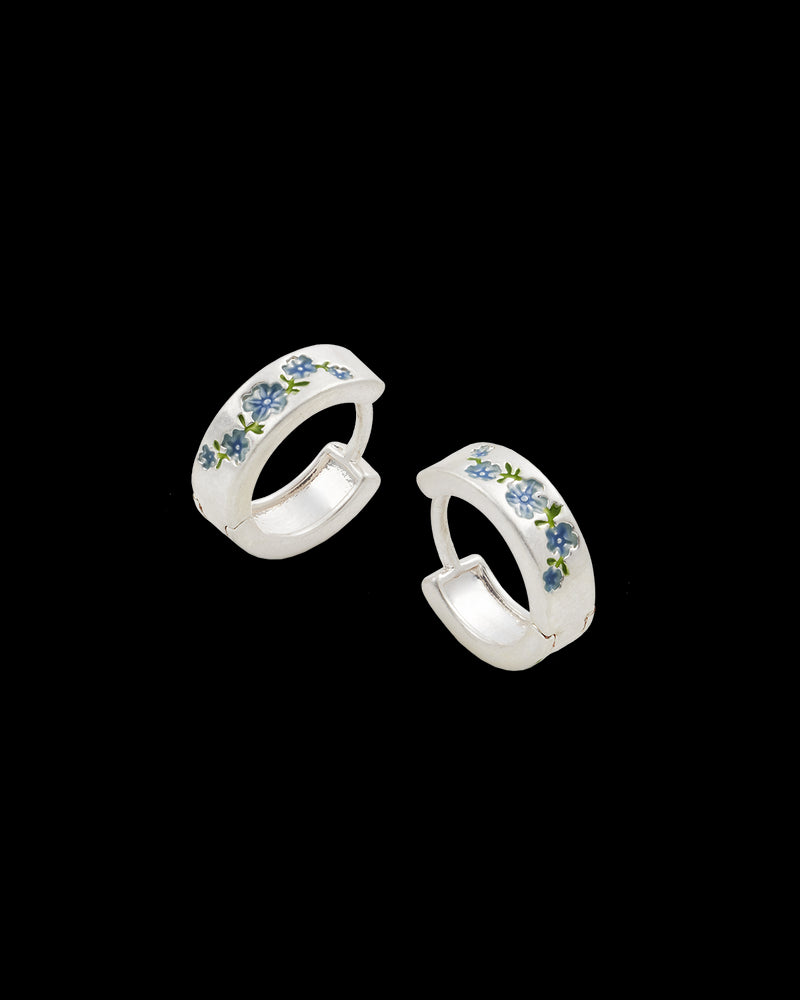 Forget Me Not Silver Mini Hoop Earrings