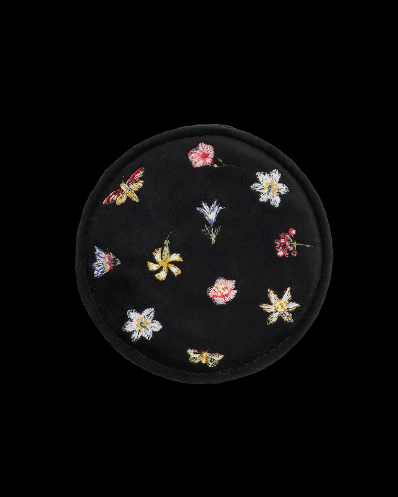 Floral Ditsy Embroidered Black Velvet Jewellery Box