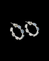 Forget Me Not Silver Stud Hoop Earrings