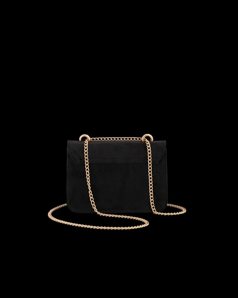 Floral Ditsy Embroidered Black Velvet Bag