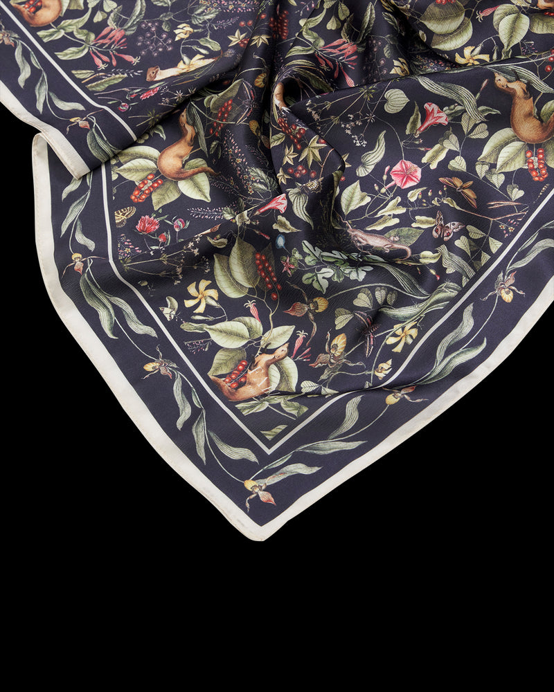 Wolf Garden Navy Square Scarf