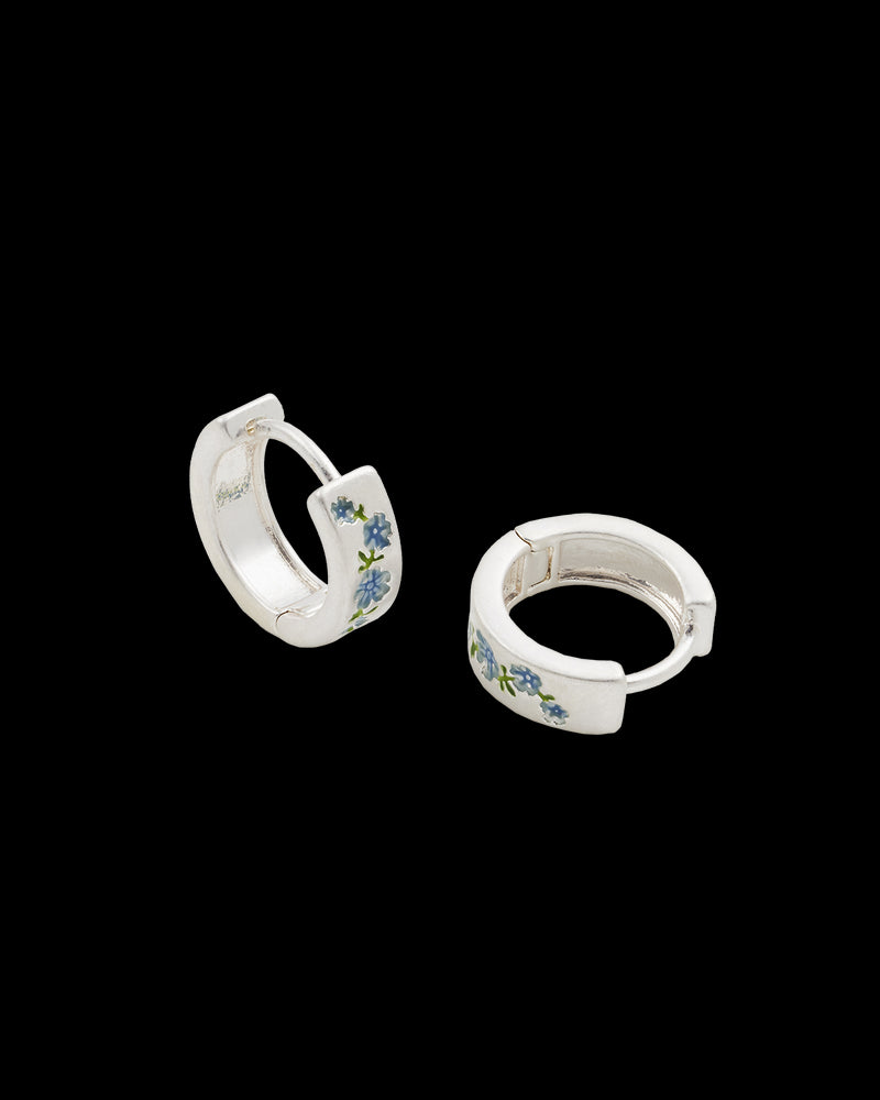 Forget Me Not Silver Mini Hoop Earrings