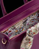 Floral Engravings Large Plum Tote