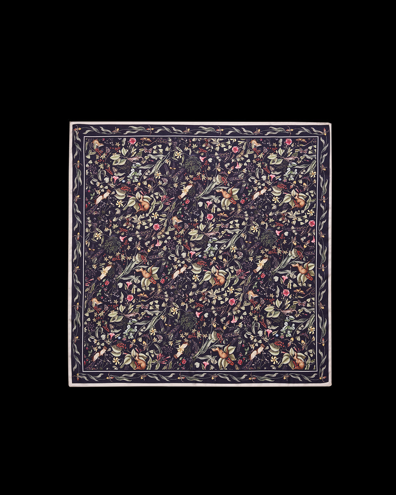 Wolf Garden Navy Square Scarf