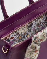 Floral Engravings Large Plum Tote