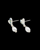 Forget Me Not Heart & Pearl Silver Earrings