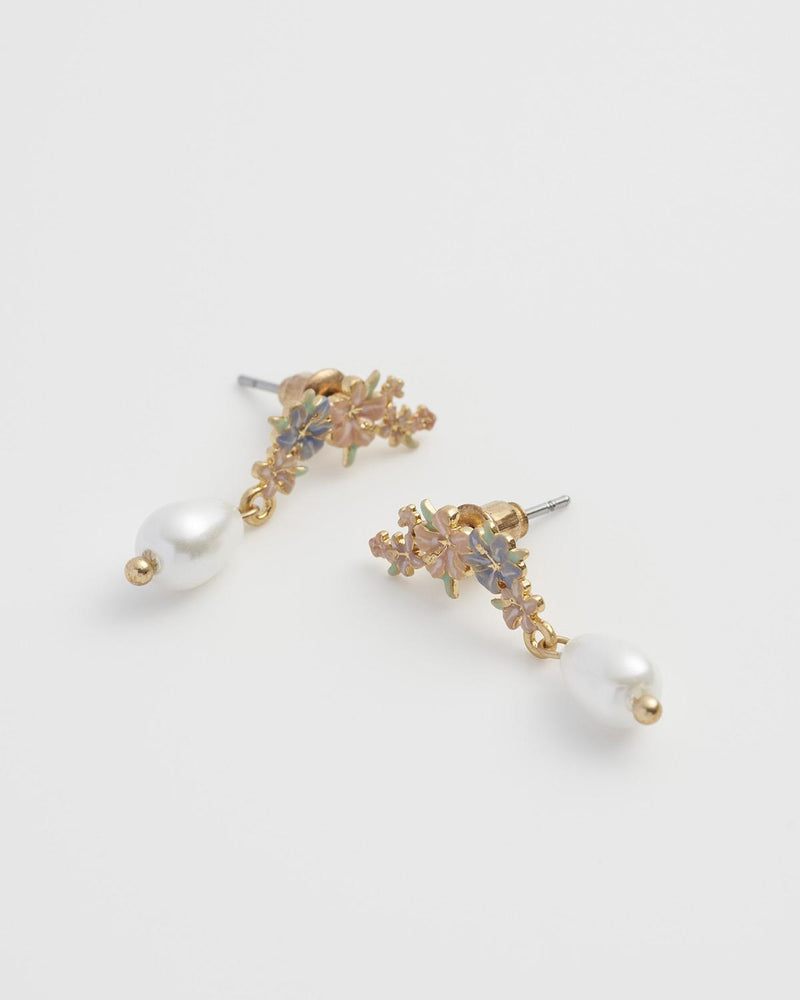 Hibiscus & Pearl Earrings