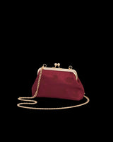 Victoriana Embroidered Burgundy Satin Clutch Bag