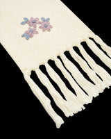 Forget-Me-Not Knitted Cream Scarf