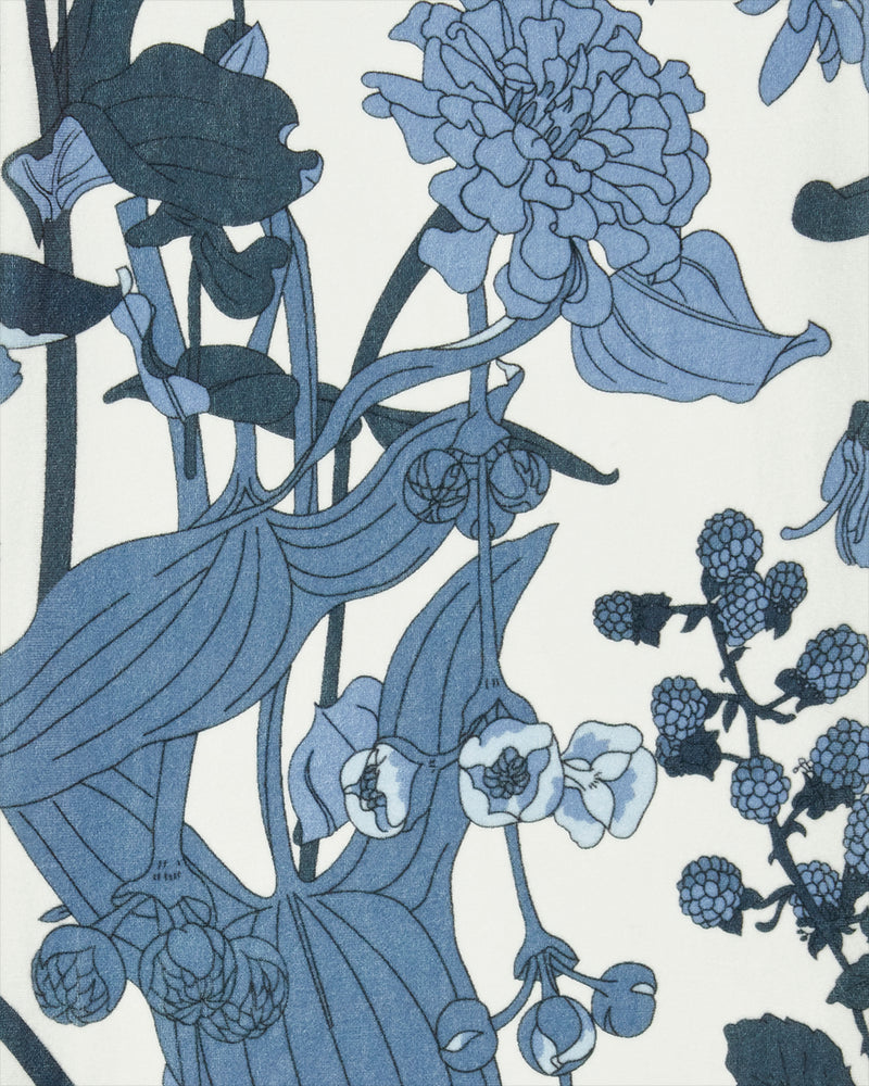 Deco Blooms Blue Tonal Velvet Scarf