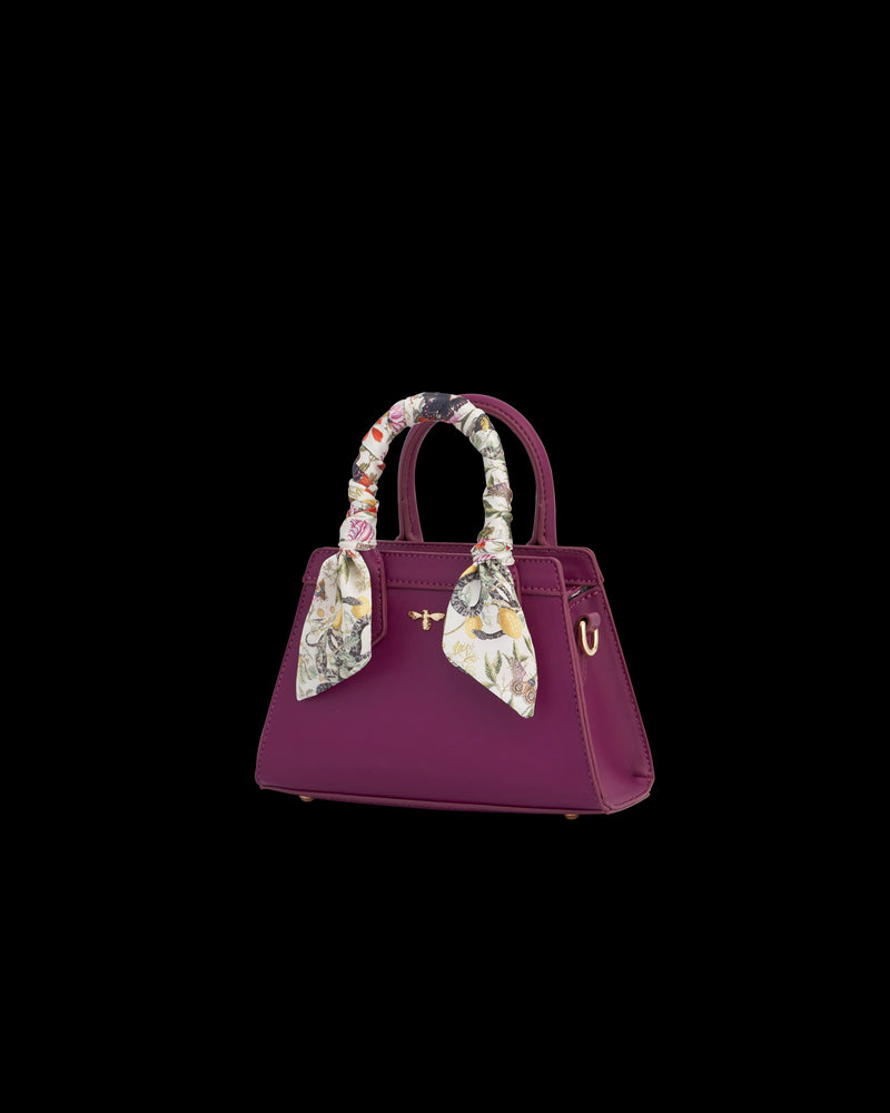 Floral Engravings Mini Plum Tote