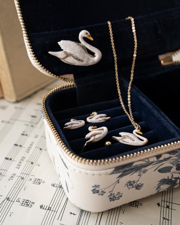 Enamel Swan Short Necklace