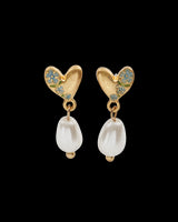 Forget-Me-Not Heart & Pearl Earrings