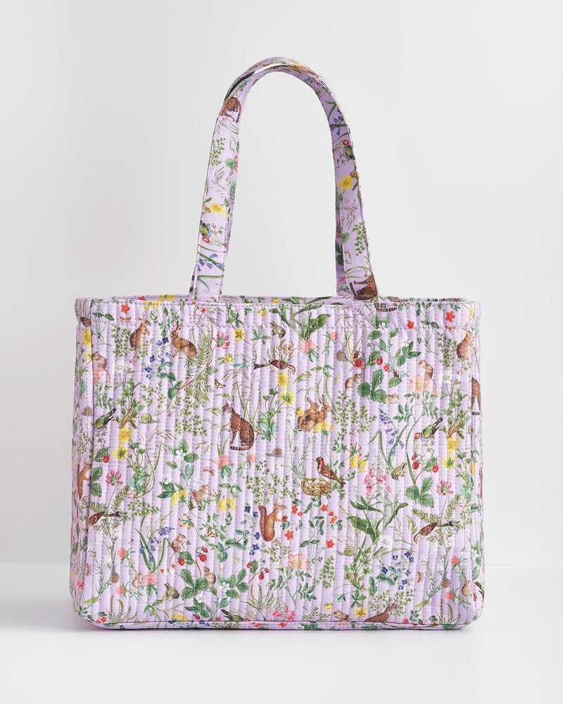 Meadow Creatures Lilac Quilted Tote