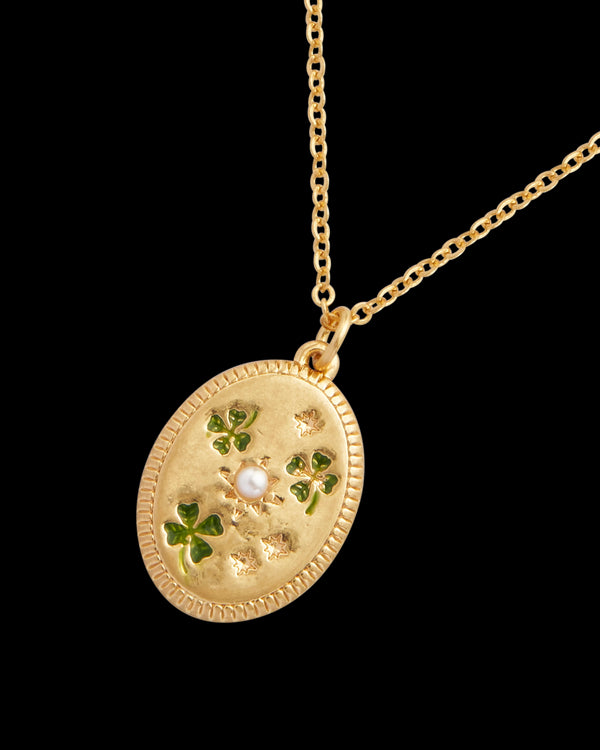 Four Leaf Clover & Pearl Necklace