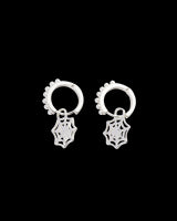 Cobweb Huggie Silver Earrings