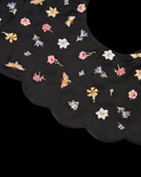 Floral Ditsy Black Satin Embroidered Collar