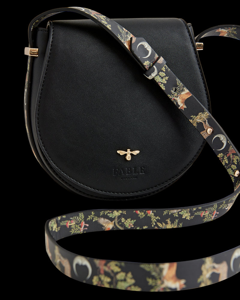 Woodland Toile Saddle Bag - Black
