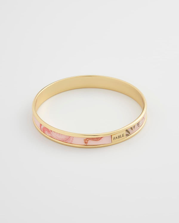 Whispering Sands Gold Plated Printed Bangle - Pink