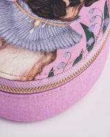 Catherine Rowe Pet Portraits Pug Pink Oval Jewellery Box