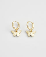 Enamel Blue Butterfly Huggie Earrings