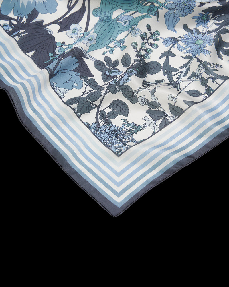Deco Blooms Blue Square Scarf