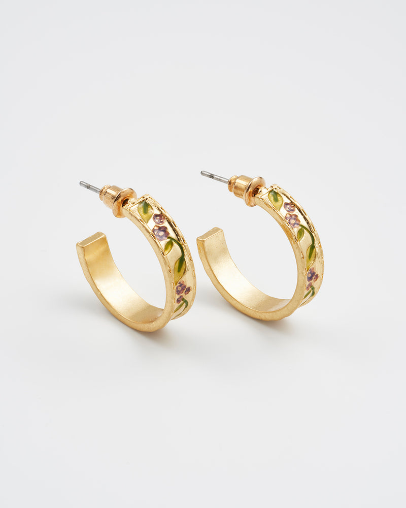 Blackberry Bramble Gold Hoop Earrings
