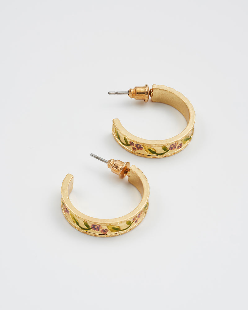 Blackberry Bramble Gold Hoop Earrings