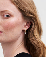 Blackberry Bramble Pearl Drop Gold Huggie Earrings