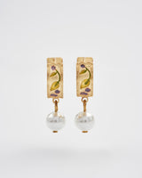 Blackberry Bramble Pearl Drop Gold Huggie Earrings