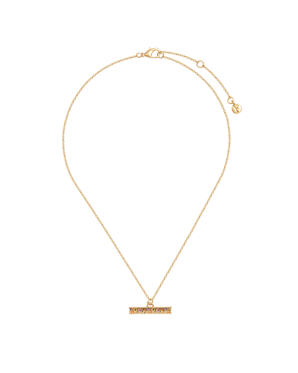 Folksy Floral Gold T-Bar Chain Necklace