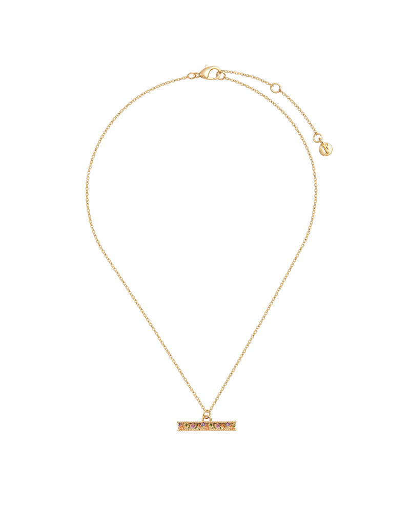 Folksy Floral Gold T-Bar Chain Necklace