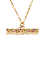 Folksy Floral Gold T-Bar Chain Necklace