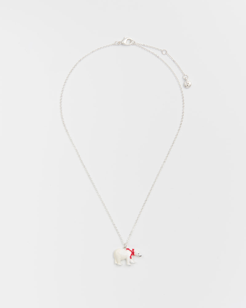 Cosy Polar Bear Silver Chain Necklace