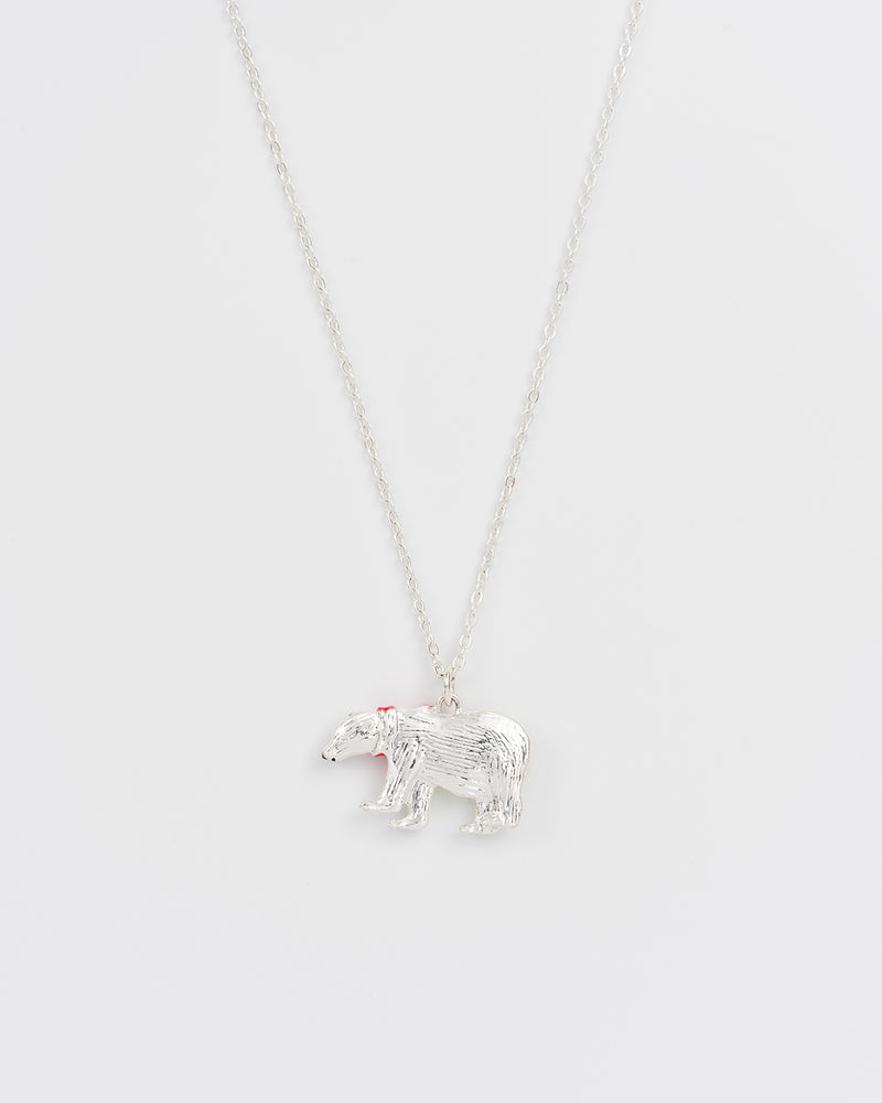 Cosy Polar Bear Silver Chain Necklace