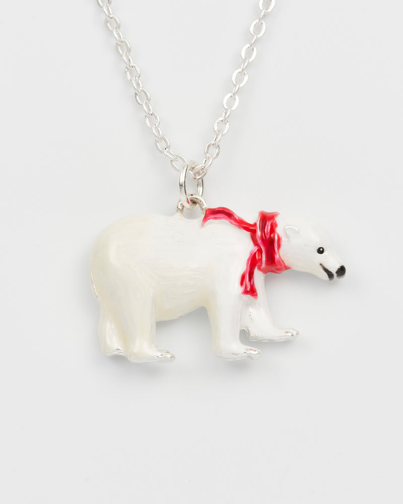 Cosy Polar Bear Silver Chain Necklace