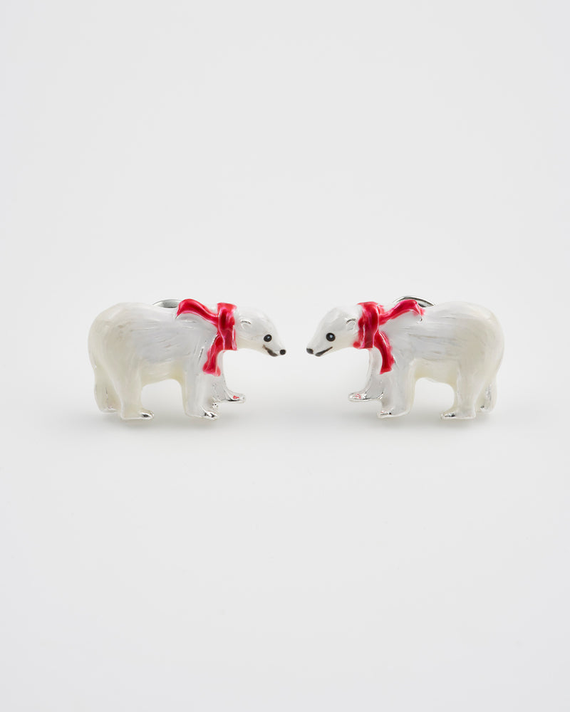 Cosy Polar Bear Silver Stud Earrings