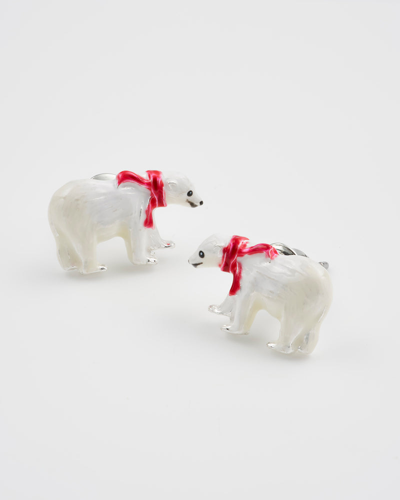 Cosy Polar Bear Silver Stud Earrings