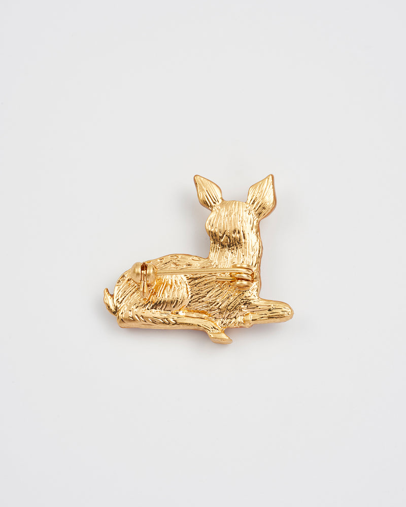 Resting Fawn Enamel Brooch