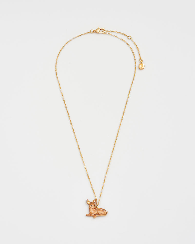 Resting Fawn Gold Chain Necklace