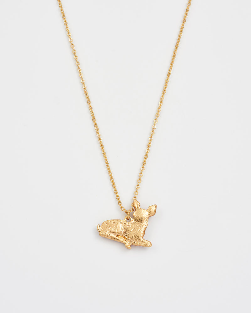 Resting Fawn Gold Chain Necklace
