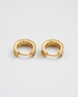 Folksy Floral Gold Huggie Earrings